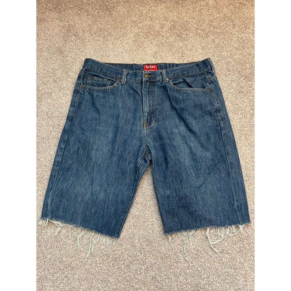 Chaps Denim Shorts Mens 36 Blue Good Raw Hem Frayed Jean Shorts